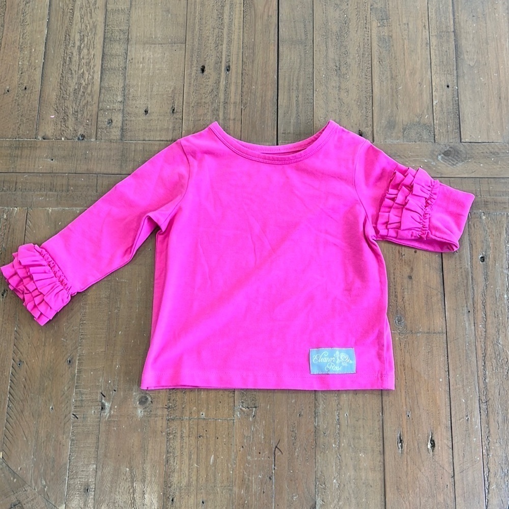 Eleanor rose pink ruffled cuff long sleeve tee